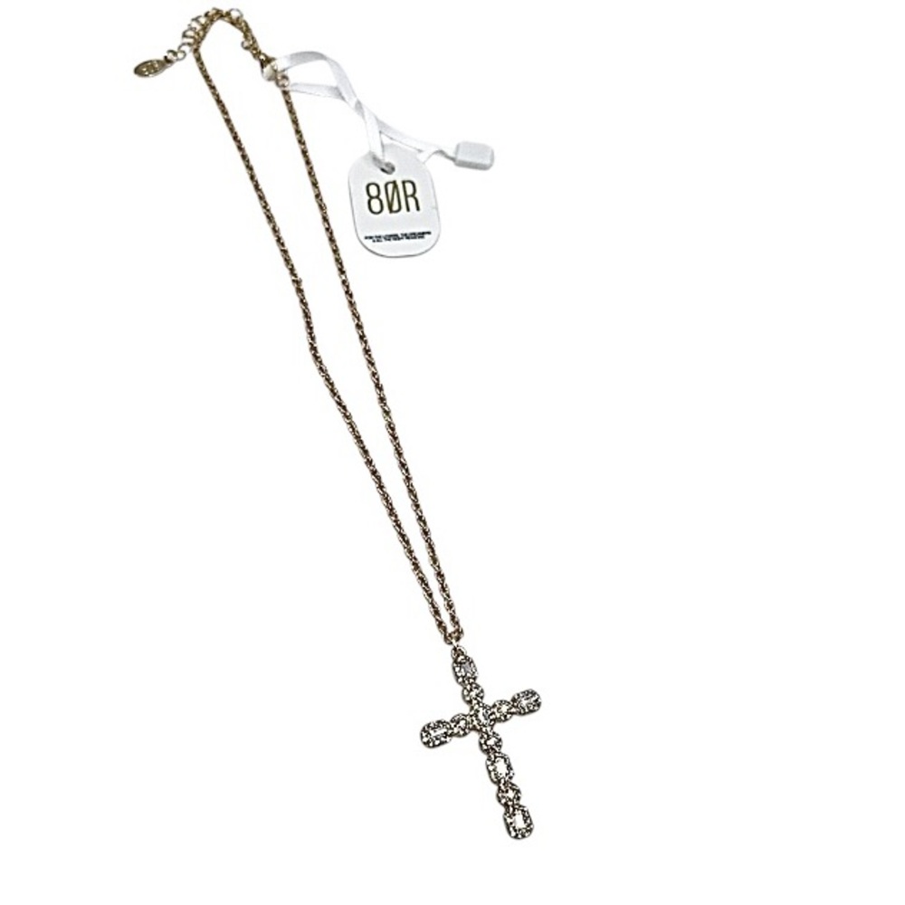 8 Other Reasons NWT Jeweled Cross Pendant Gold Toned Necklace - Picture 5 of 12